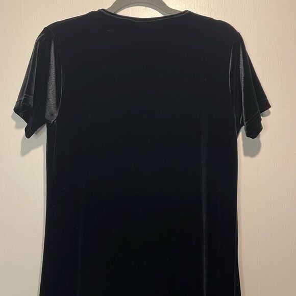 Walter- Vintage Black Velvet/Velour Maxi Dress with Round Neckline- Size M - Picture 5 of 6